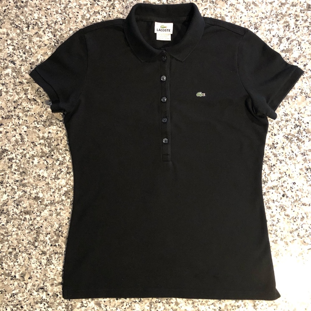 EUC Lacoste 5 Button Black Polo Shirt